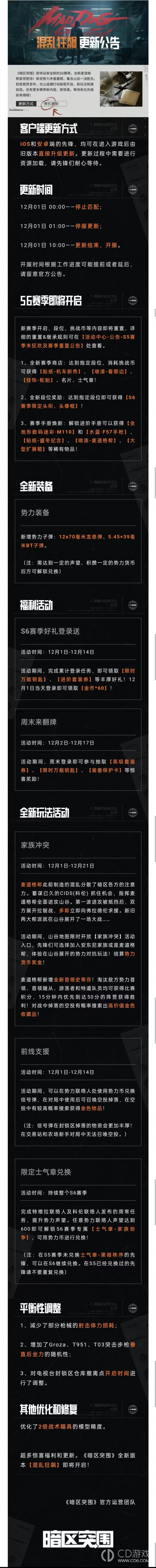 暗区突围12月1日更新了什么?暗区突围12月1日更新内容一览