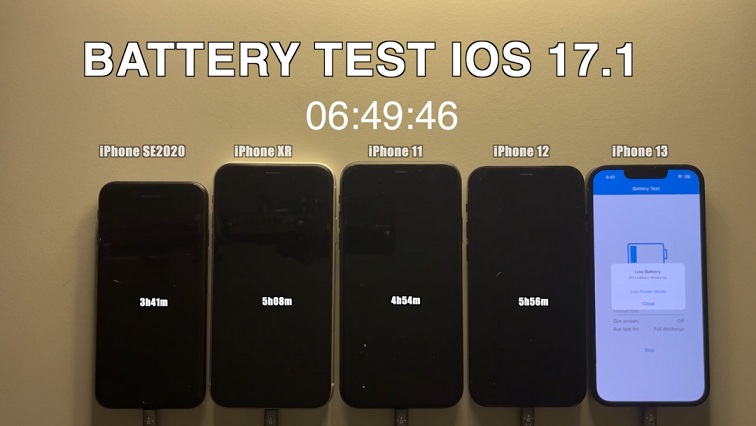 iOS 17.1续航怎么样，5款iPhone耗电测试对比