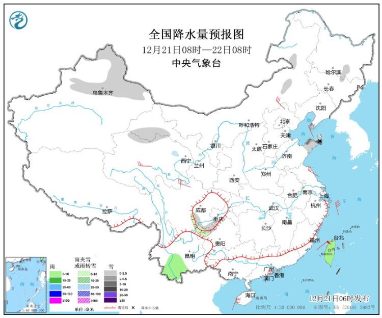 未来三天中东部大部地区气温将持续偏低 山东今日降雪还将持续