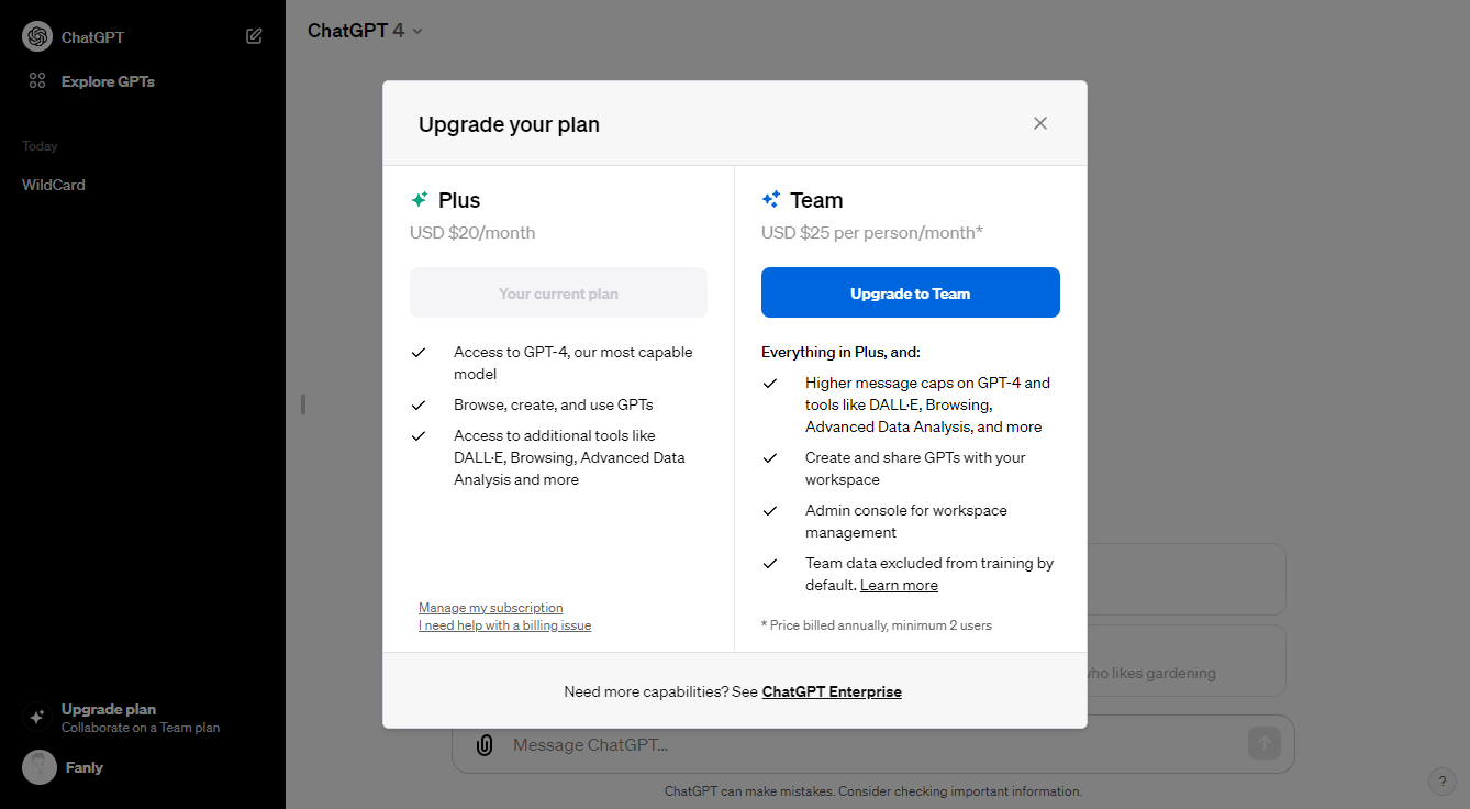 ChatGPT Plus Upgrade your plan