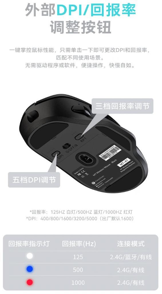 Keychron M7三模无线鼠标上市:PAW3395传感器+50G加速度