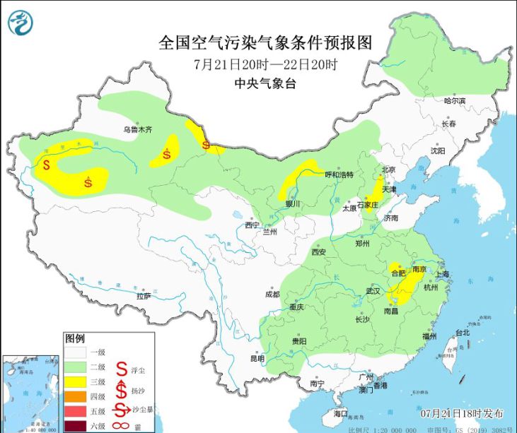 2024年7月22日环境气象预报:全国大部地区大气扩散条件较好