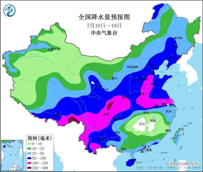 南方高温范围扩大，四川盆地至江淮地区有强降雨，江南华南多地酷暑难耐