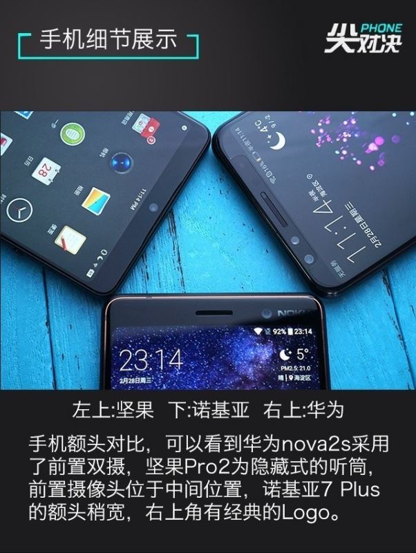 诺基亚7 Plus/坚果Pro2/华为Nova2s详细性能区别对比评测