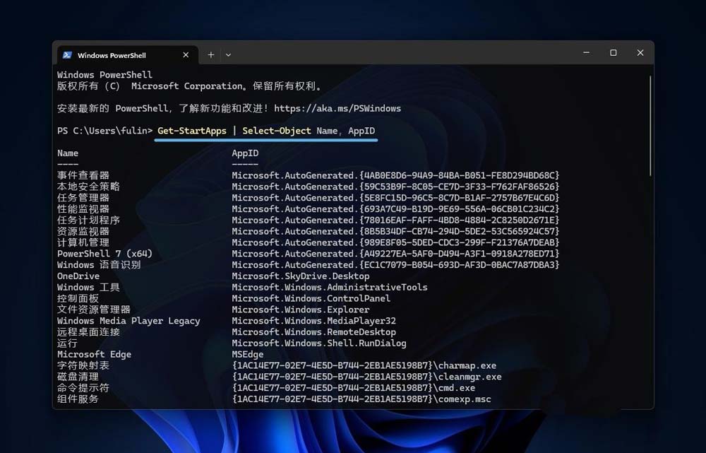 Win11怎么查看应用程序 AppID?