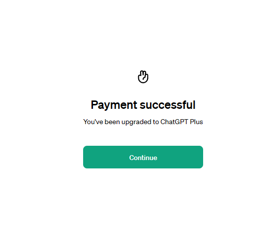 ChatGPT Plus Payment successful