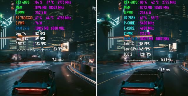 Core Ultra 9 285K VS Ryzen 7 7800X3D谁性能更强? cpu游戏性能测评