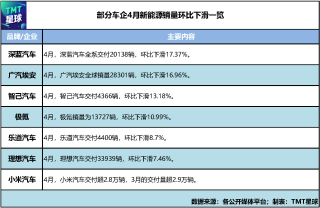 新能源成绩单发布，比亚迪领先，多品牌呈现环比回落趋势分析