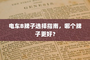 电车B牌子选择指南，哪个牌子更好？