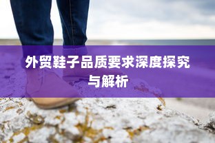 外贸鞋子品质要求深度探究与解析
