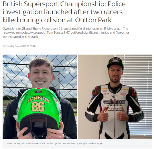 英国超级摩托车锦标赛发生严重车祸，11车相撞造成2死6伤悲剧  第2张